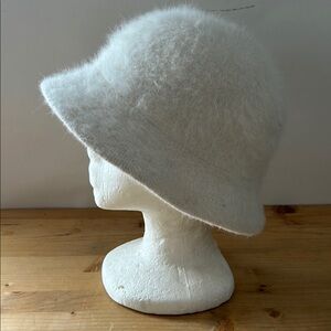 Arlin Angora Blend Hat Vtg White Rabbit Fur Bucket Hat RN 7008 Floppy Packable